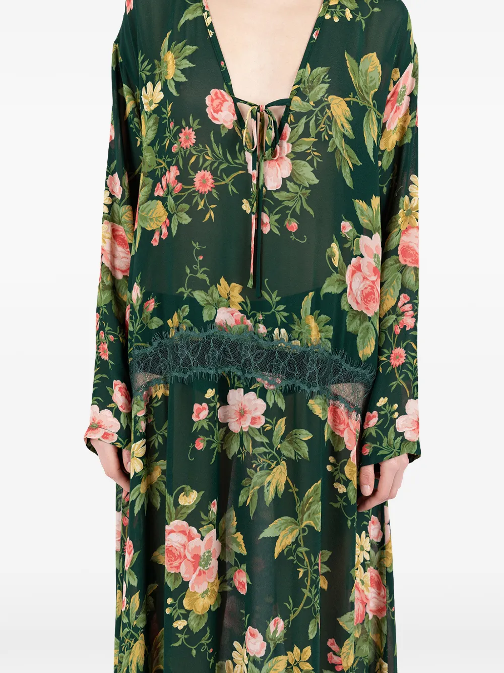 Société Anonyme New Romantic maxi-jurk met bloemenkant Groen