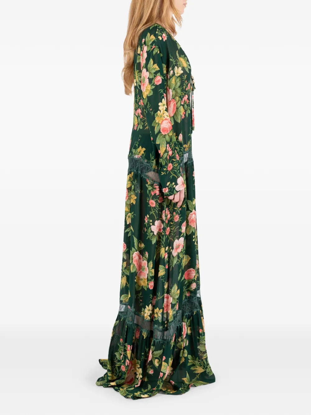 Société Anonyme New Romantic maxi-jurk met bloemenkant Groen