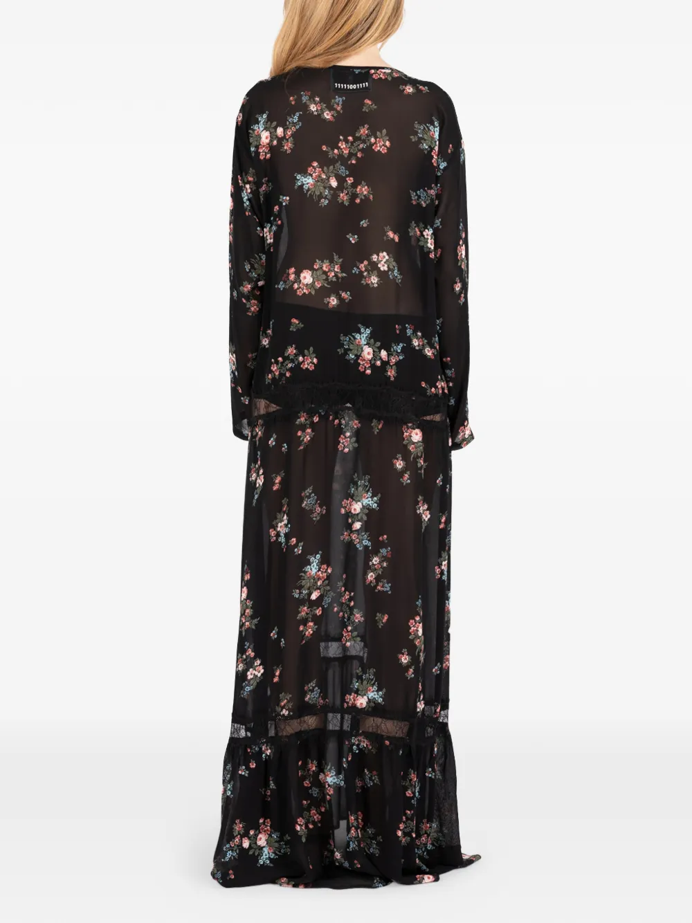 Société Anonyme New Romantic maxi-jurk met bloemenkant Zwart