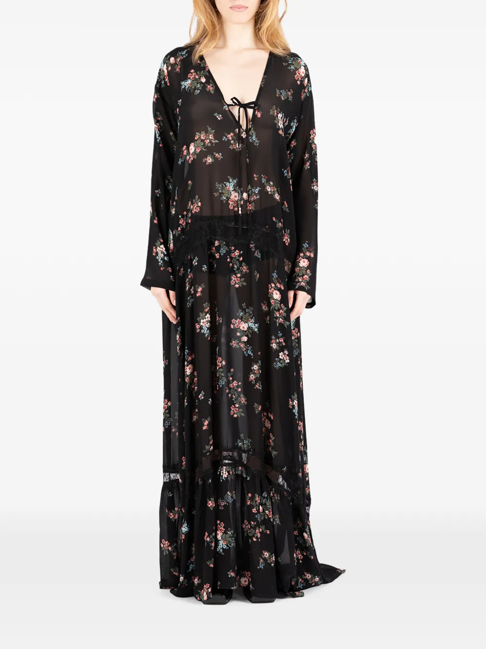 Société Anonyme New Romantic floral lace maxi dress - Nero