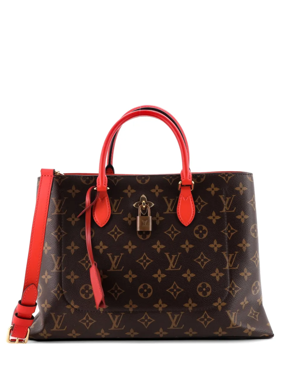 Louis Vuitton Pre-Owned Borsa tote Flower in pelle e tela con monogramma - Marrone