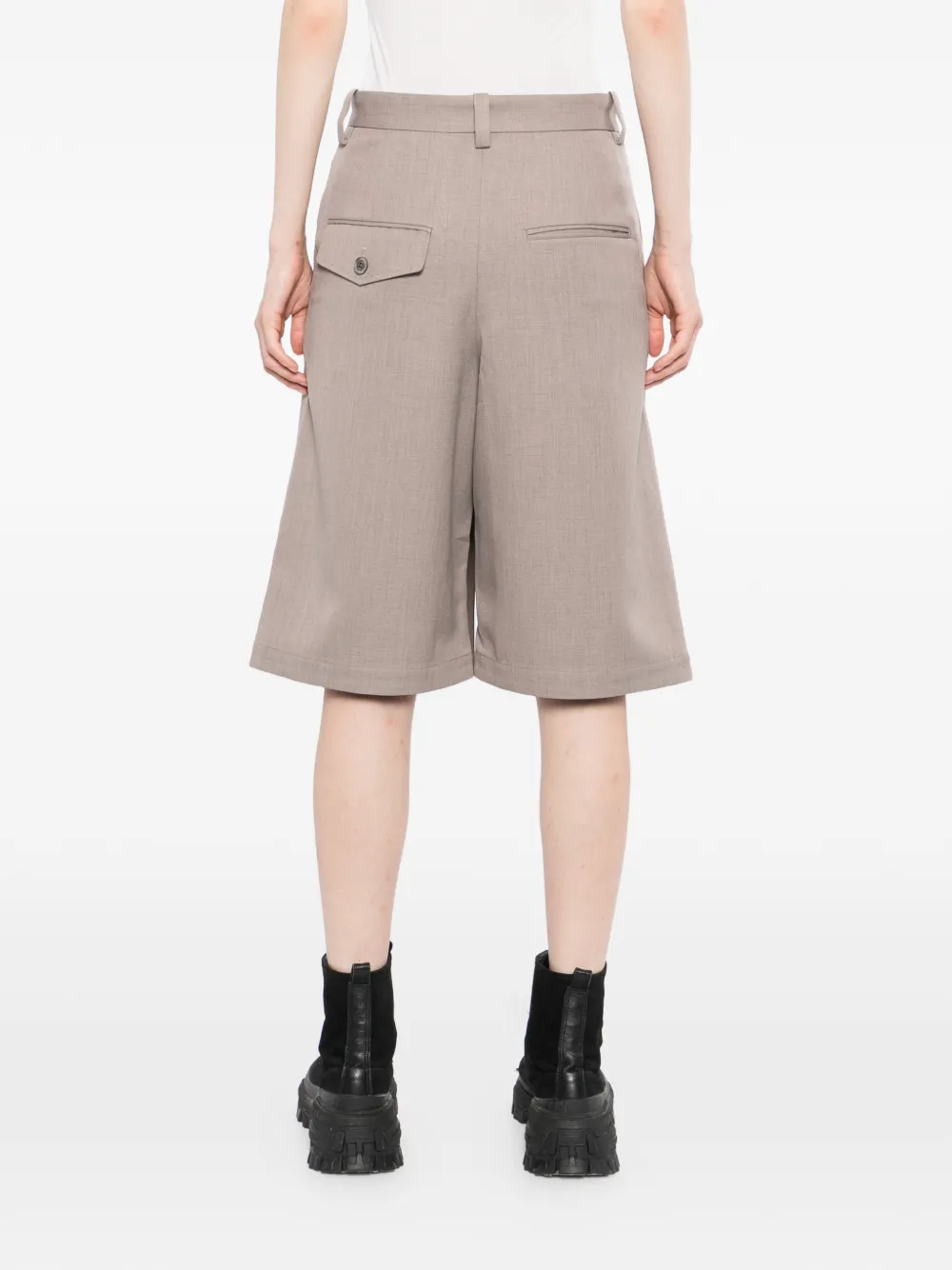 Maison MIHARA YASUHIRO Shorts met logopatch en split Grijs