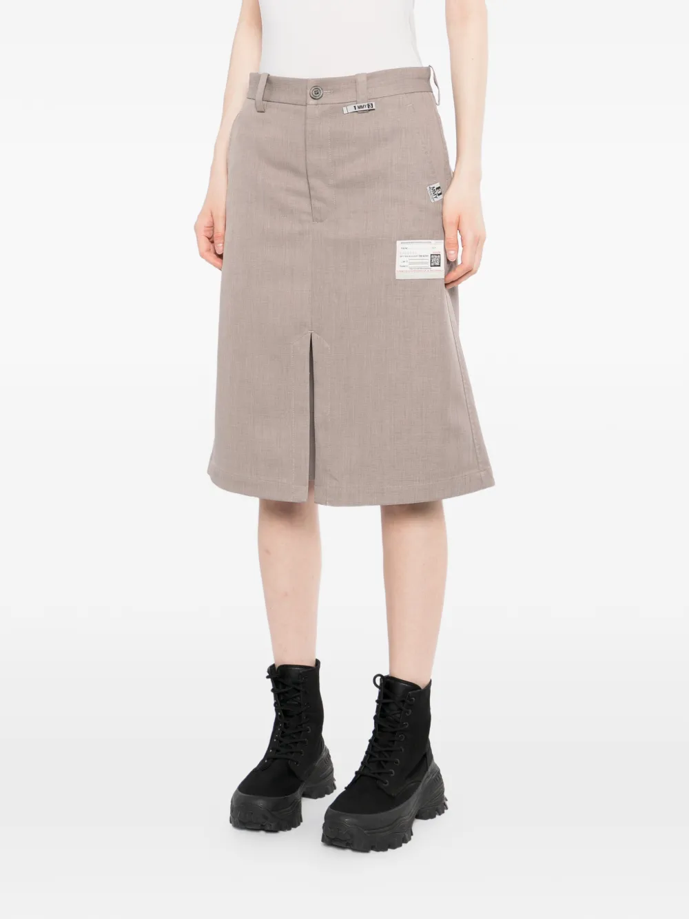 Maison MIHARA YASUHIRO Shorts met logopatch en split Grijs