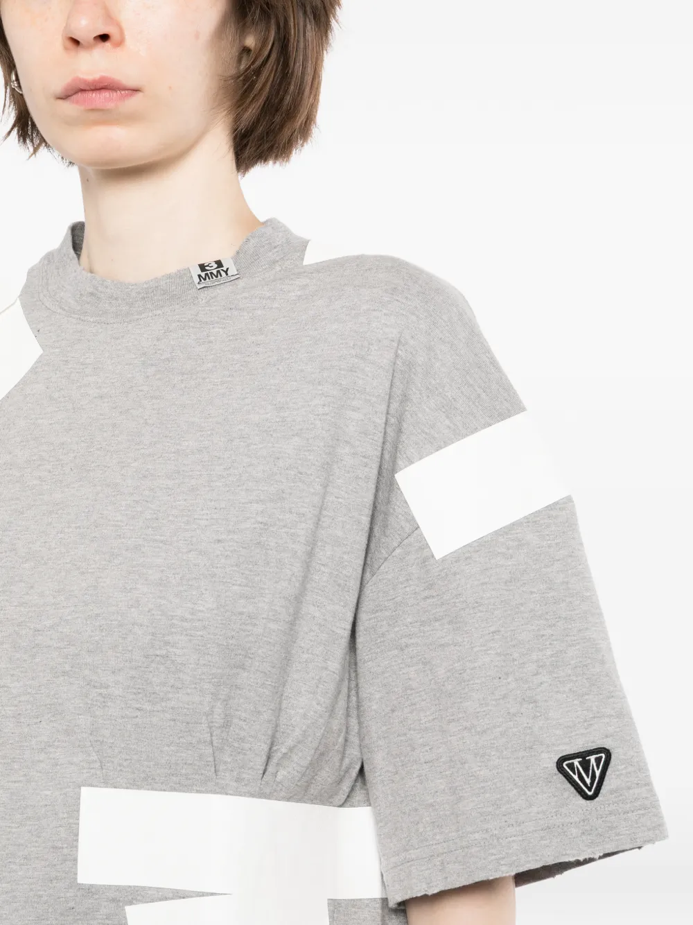 Maison MIHARA YASUHIRO Taped gesmockt T-shirt Grijs