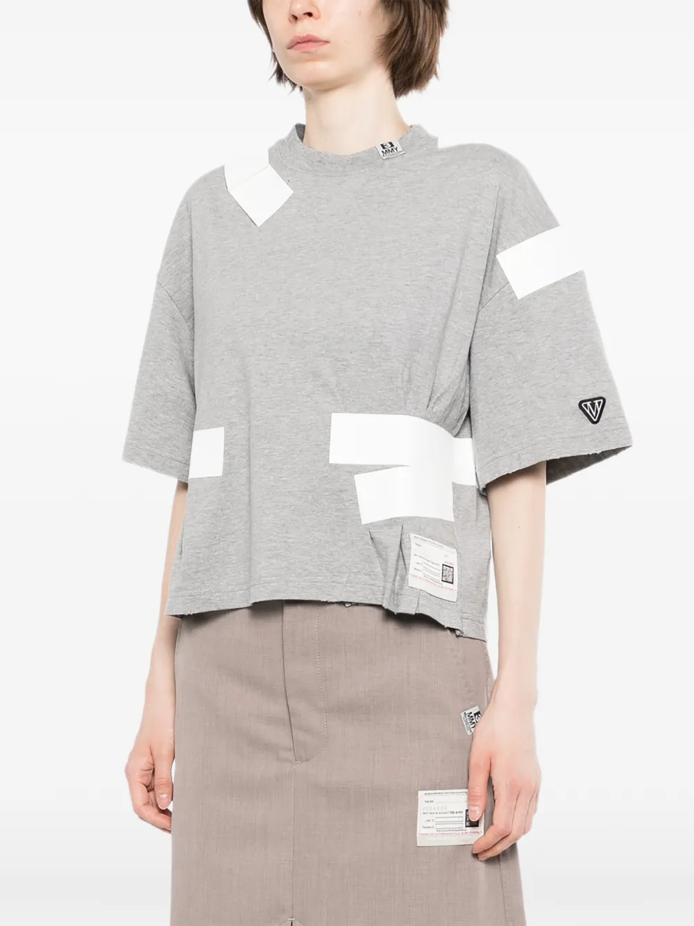 Maison MIHARA YASUHIRO Taped gesmockt T-shirt Grijs