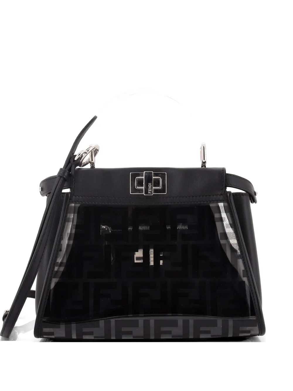 Fendi Pre-Owned Peekaboo Bag Zucca PU and Leather Mini tote bag - Nero