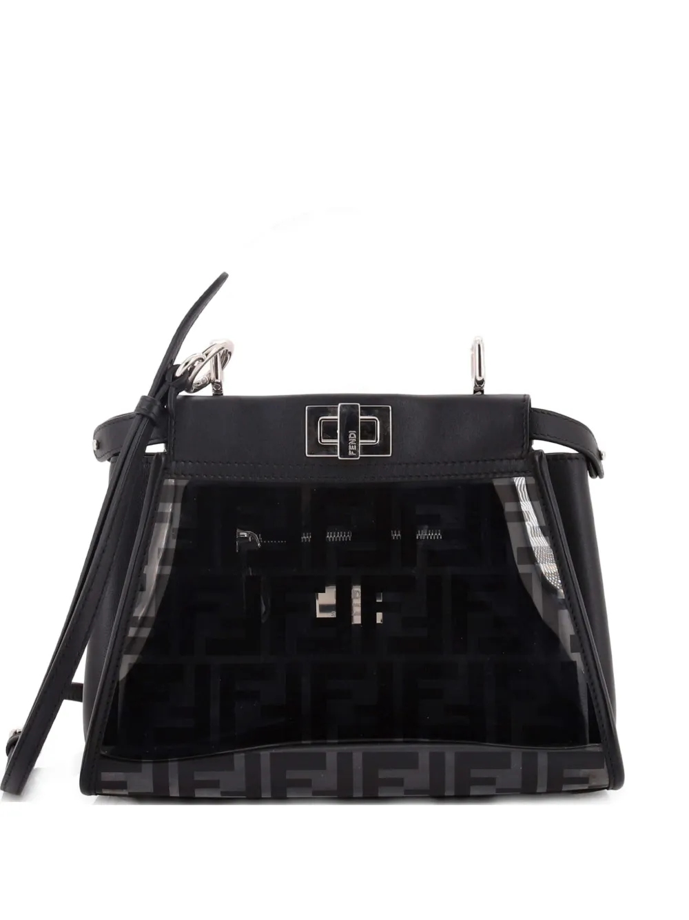 Fendi Pre-Owned Peekaboo Bag Zucca PU and Leather Mini tote bag - Nero