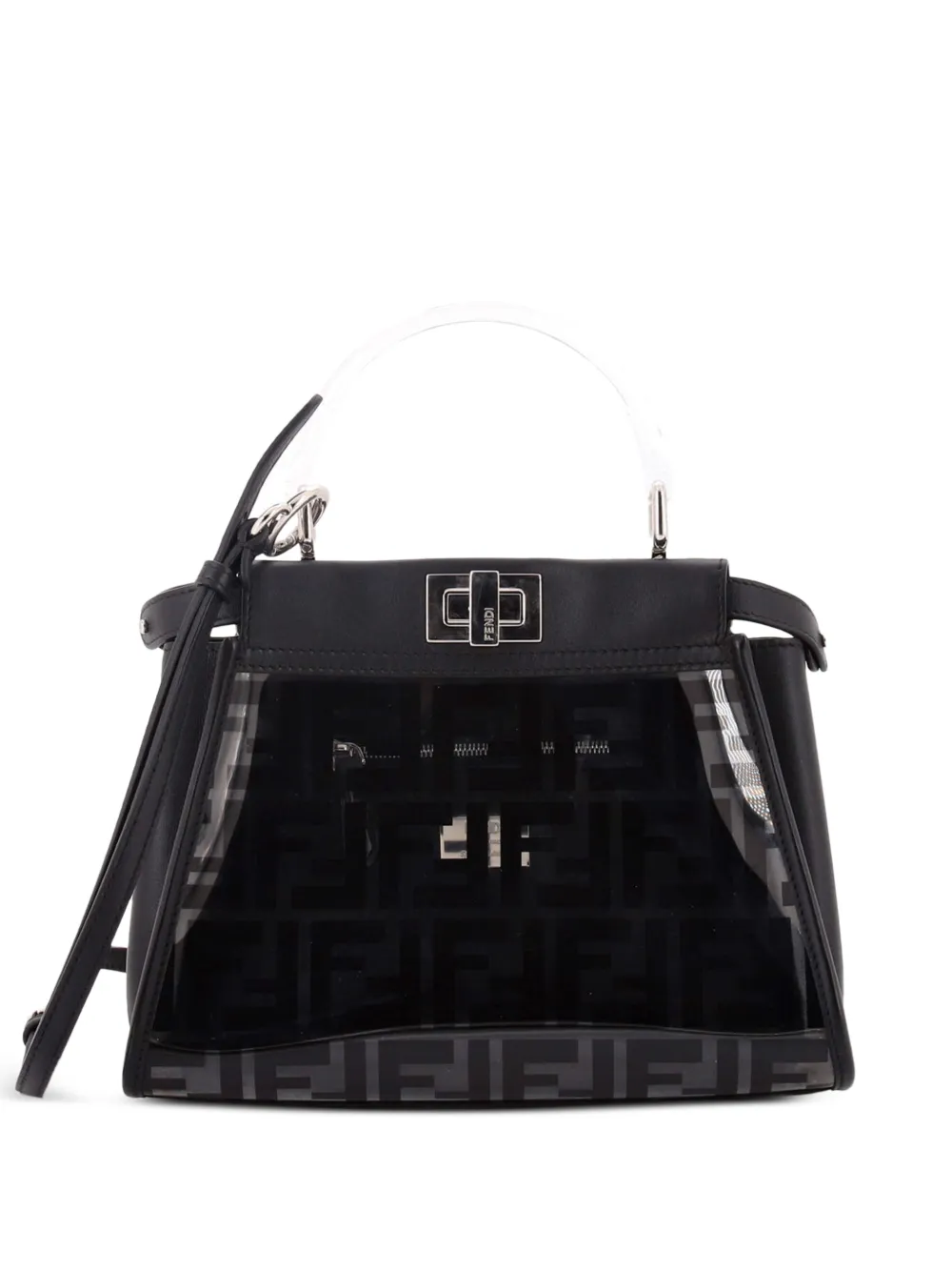 Fendi Pre-Owned Peekaboo Bag Zucca PU and Leather Mini tote bag - Nero