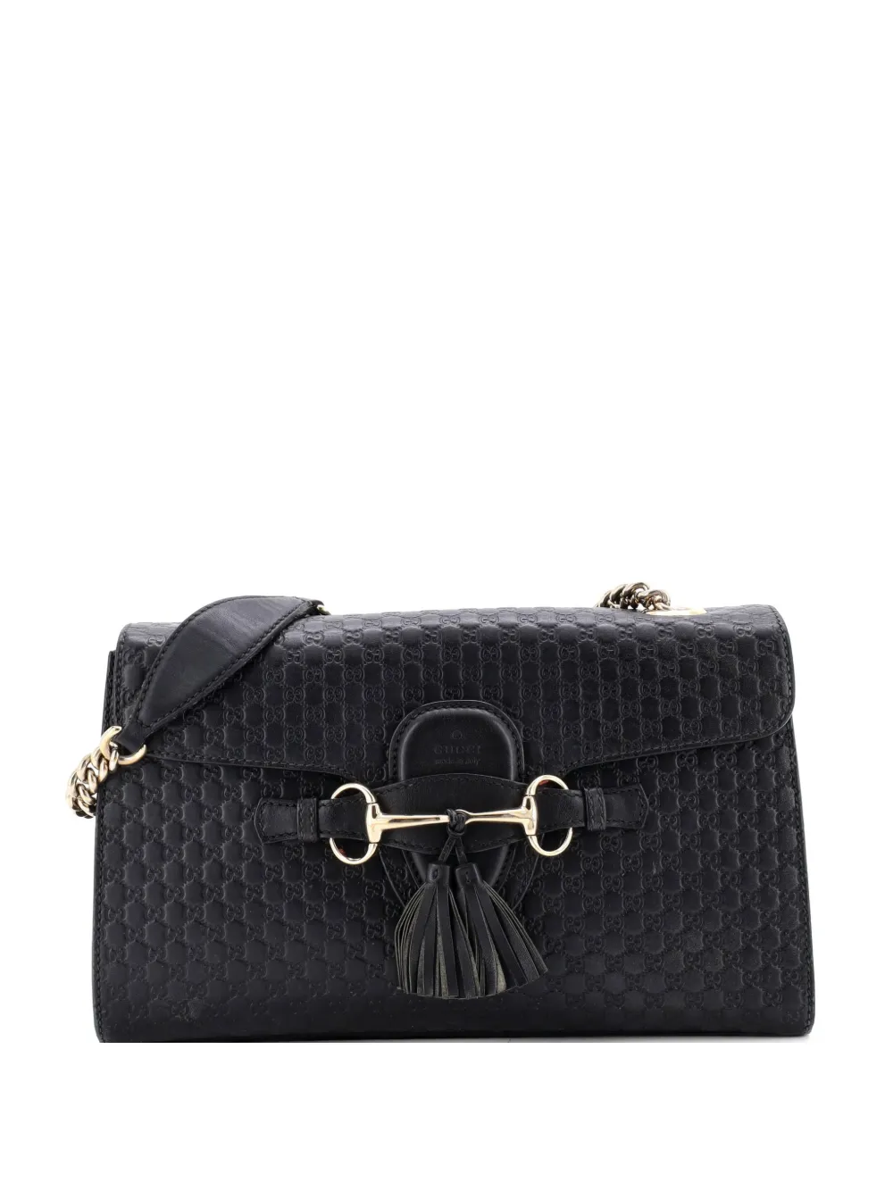 Gucci Pre-Owned Emily Chain Flap Bag Microguccissima Leather Medium shoulder bag - Nero