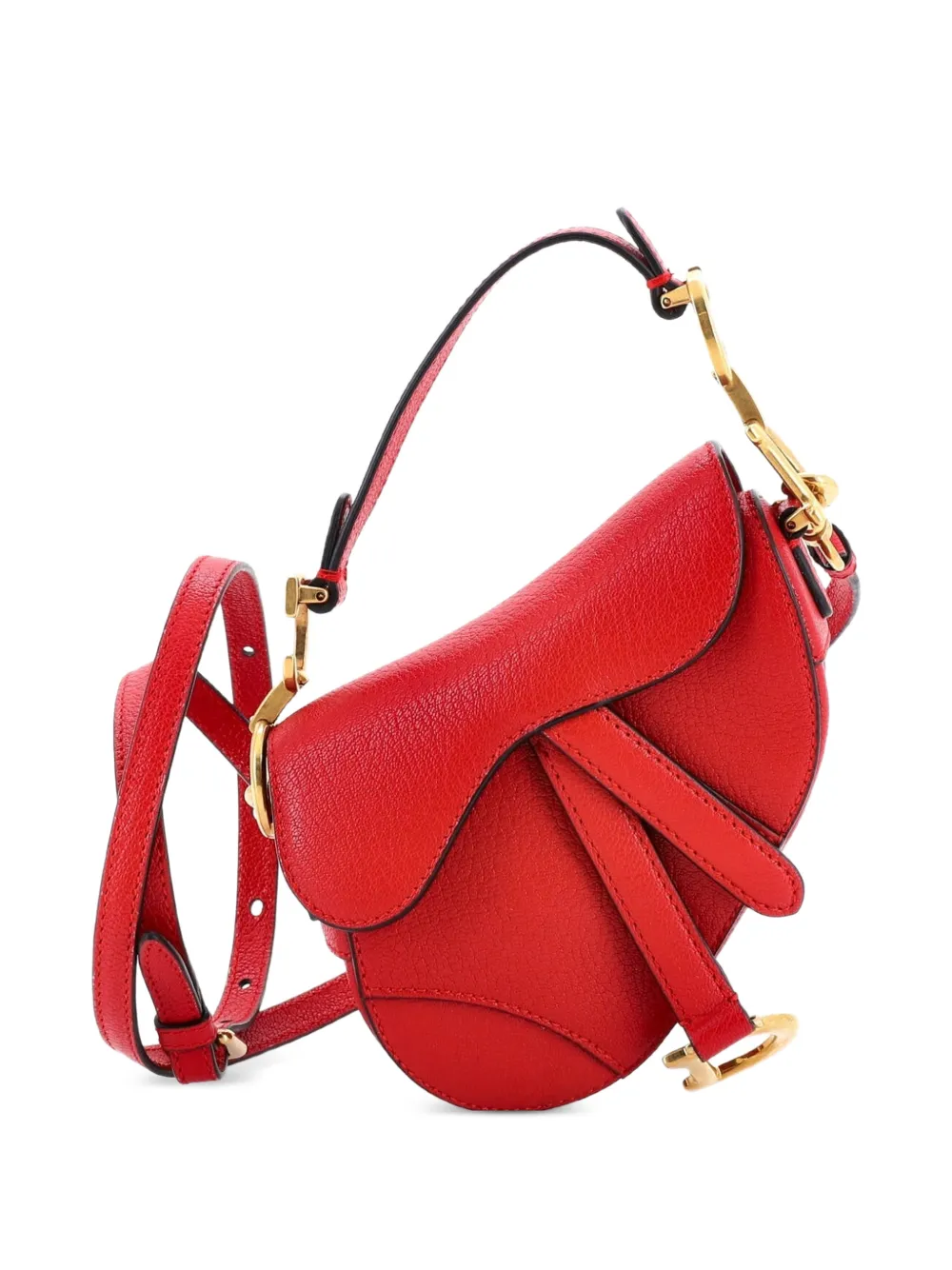Christian Dior Pre-Owned Saddle Handbag with Strap Leather Micro shoulder bag - Rosso