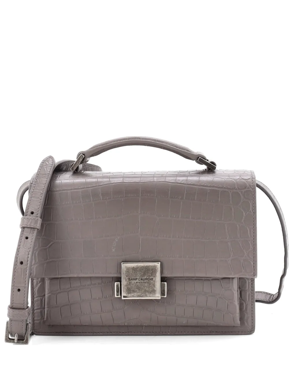 Saint Laurent Pre-Owned Bellechasse Crocodile Embossed Leather Medium satchel - Grigio