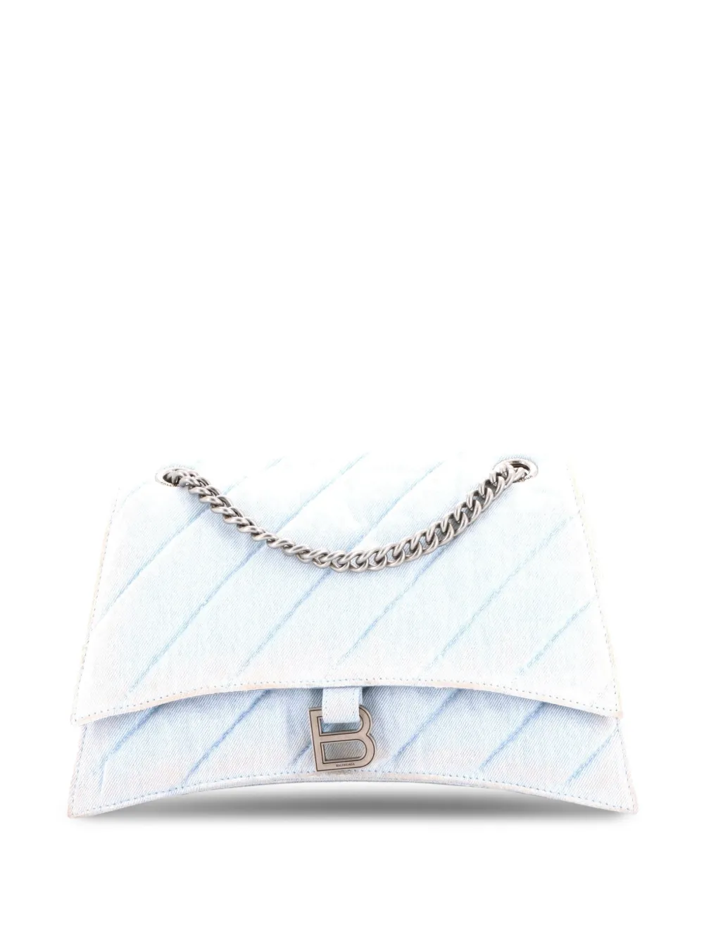 Balenciaga Pre-Owned Crush Chain Flap Bag Quilted Denim Medium shoulder bag - Blu
