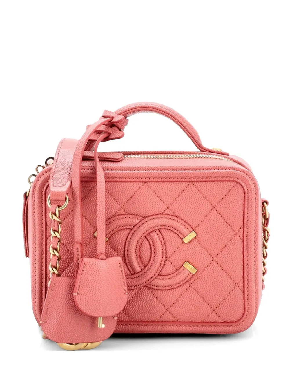 CHANEL Pre-Owned Filigree Vanity Case Quilted Caviar Small satchel - Rosa