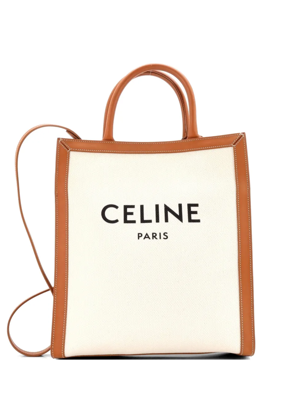 Celine Pre-Owned Vertical Cabas Canvas with Leather Small tote bag - Marrone
