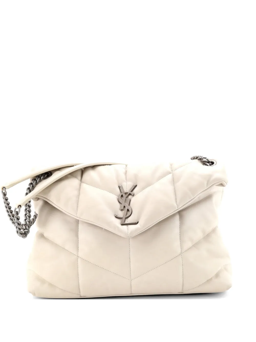 Saint Laurent Pre-Owned Loulou Puffer Quilted Leather Medium shoulder bag - Bianco