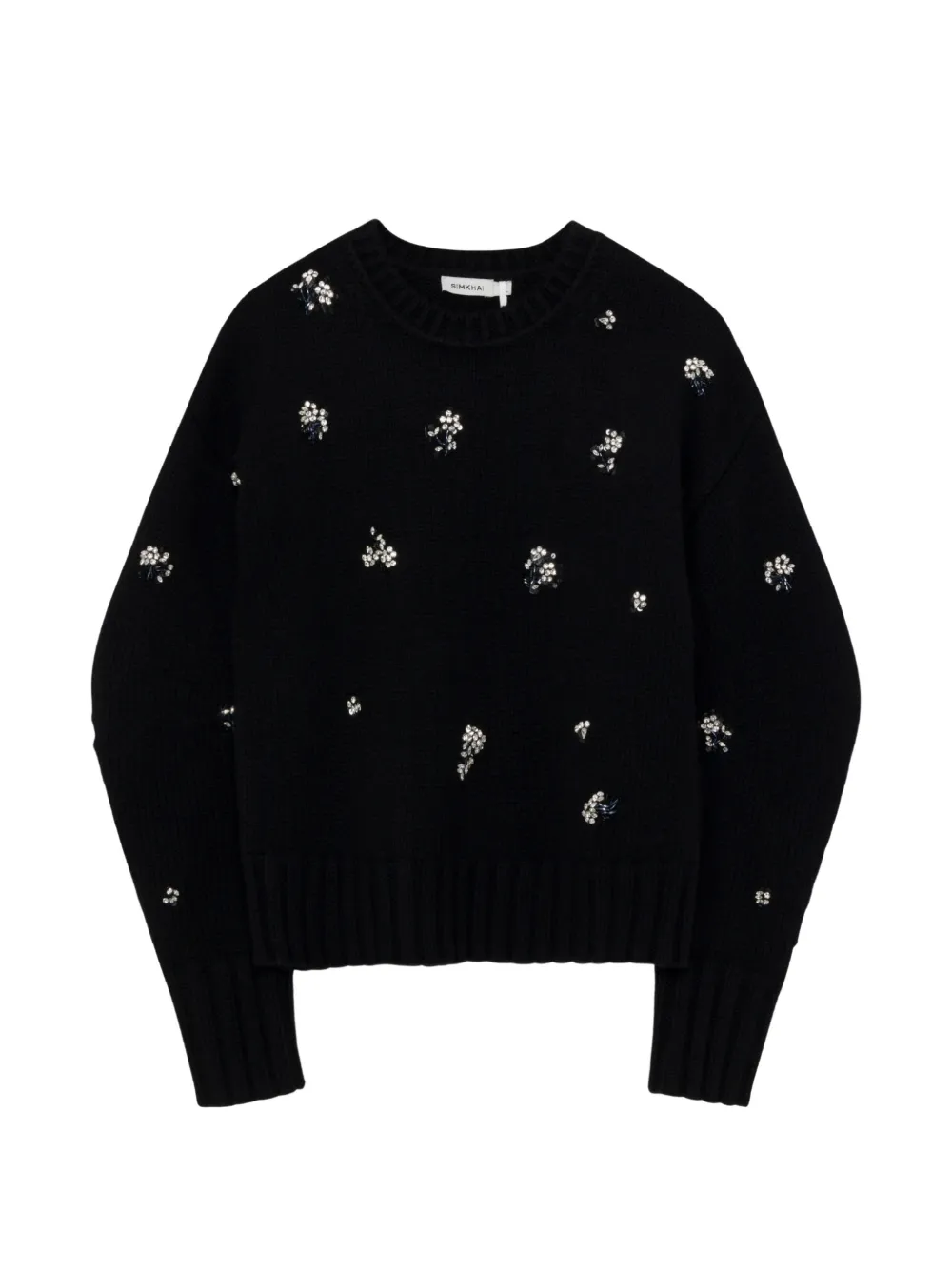 Simkhai Coraline floral-embellished crew-neck sweater - Schwarz