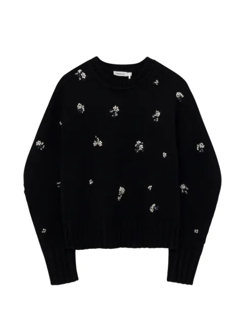 Simkhai Coraline sweater med rund hals og blomsterudsmykning