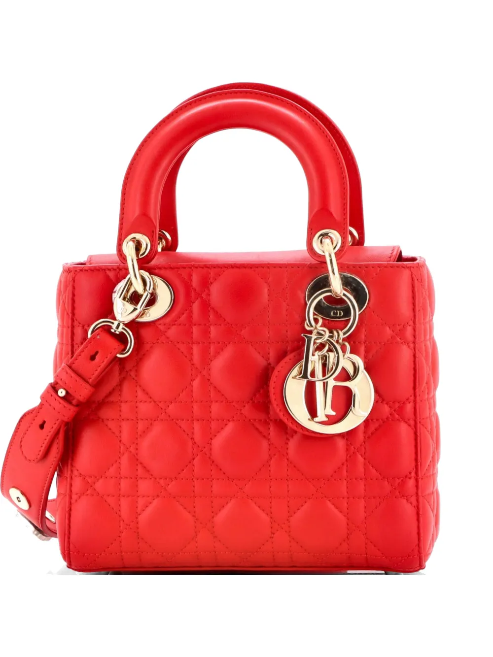 Christian Dior Pre-Owned My Lady Dior Bag Cannage Quilt Lambskin satchel - Rosso