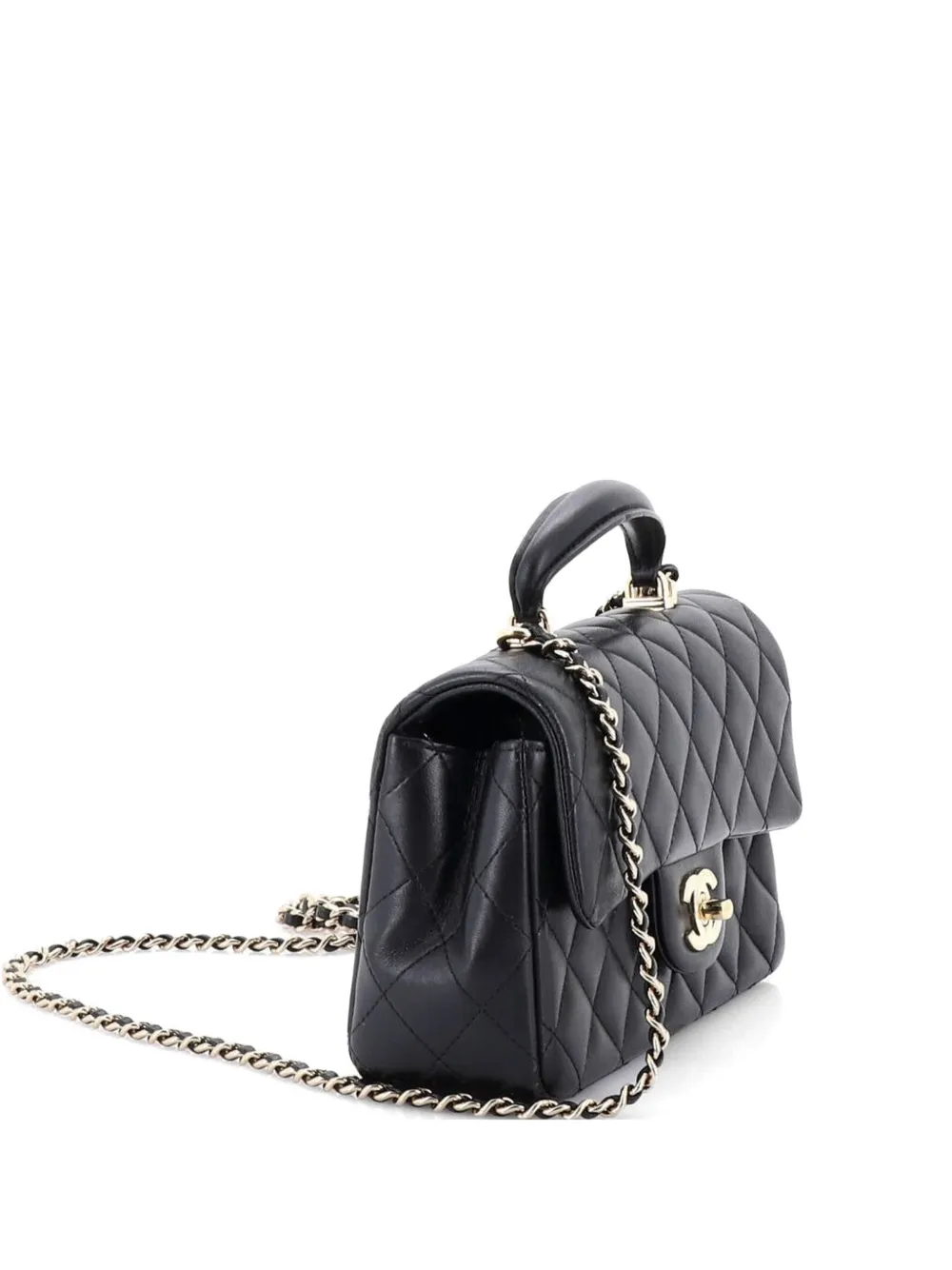 CHANEL Pre-Owned Classic Single Flap Top Handle Bag Quilted Lambskin Mini shoulder bag - Nero