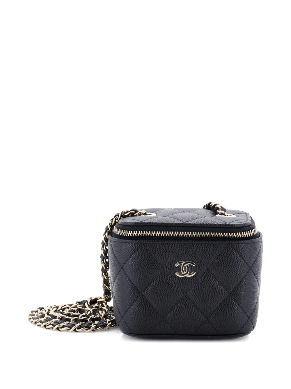 CHANEL Pre-Owned Classic Vanity Case with Chain Quilted Caviar Mini pouch - Schwarz