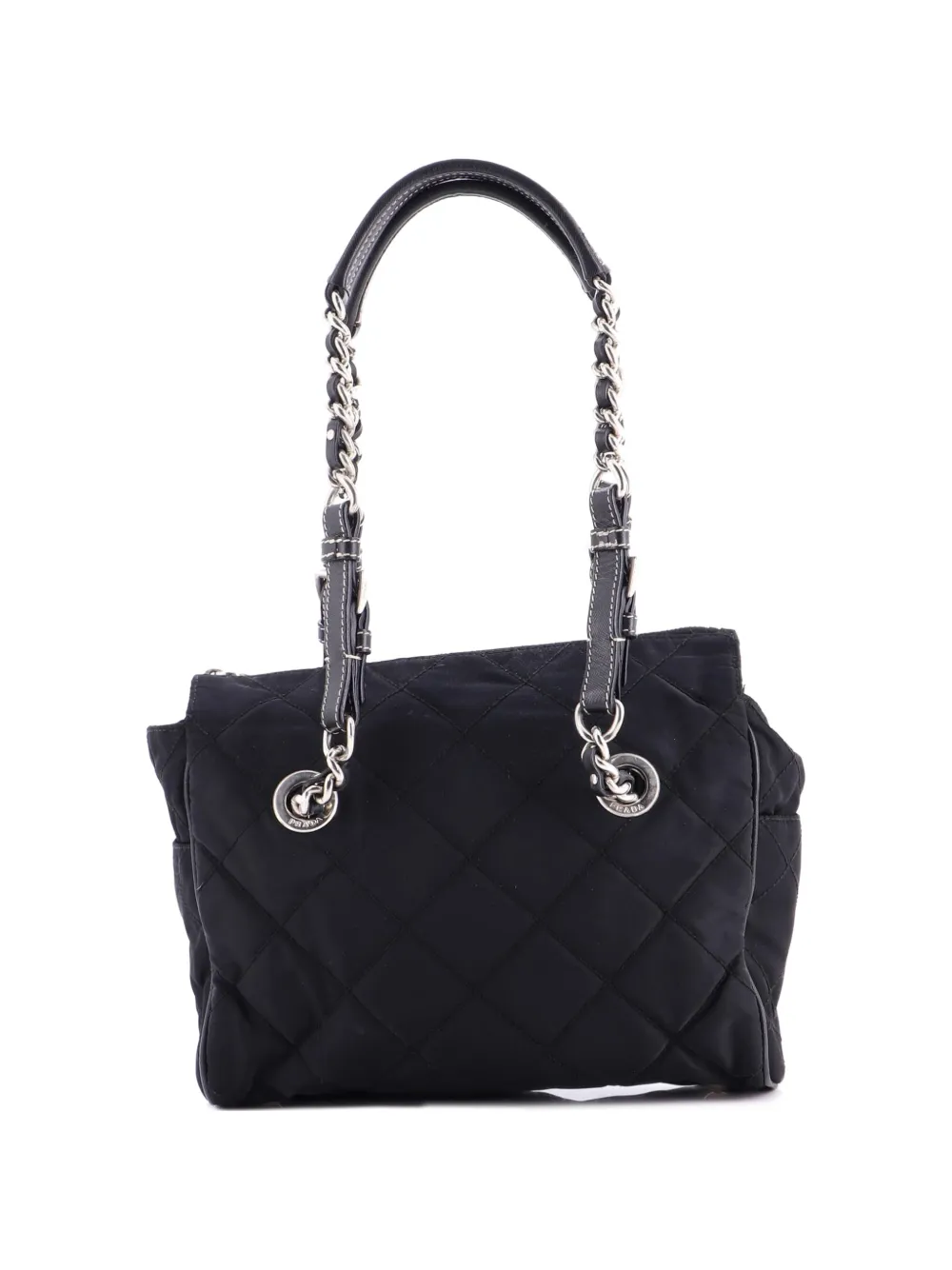 Prada Pre-Owned Convertible Chain Tote Quilted Tessuto Medium shoulder bag - Nero