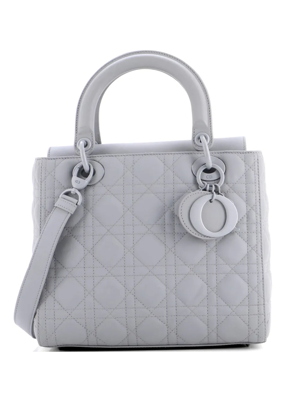 Christian Dior Pre-Owned Ultra Matte Lady Dior Bag Cannage Quilt Calfskin Medium satchel - Grigio