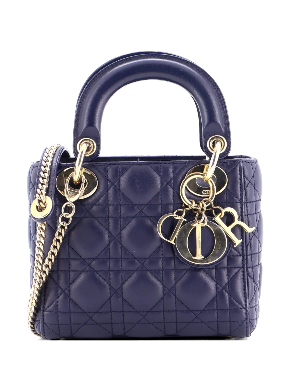 Christian Dior Pre-Owned Lady Dior Chain Bag Cannage Quilt Lambskin Mini satchel - Blu