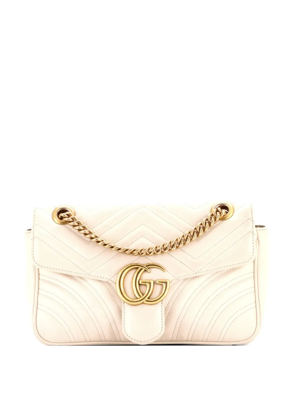 Gucci Pre-Owned GG Marmont Flap Bag Matelasse Leather Medium shoulder bag - Bianco