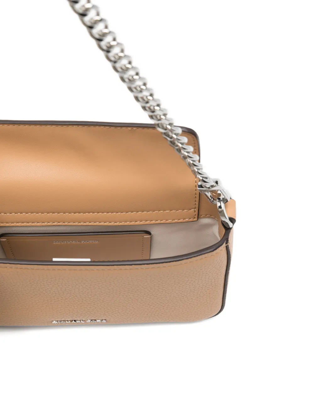 Michael Kors Bryant kleine leren schoudertas met ketting Beige