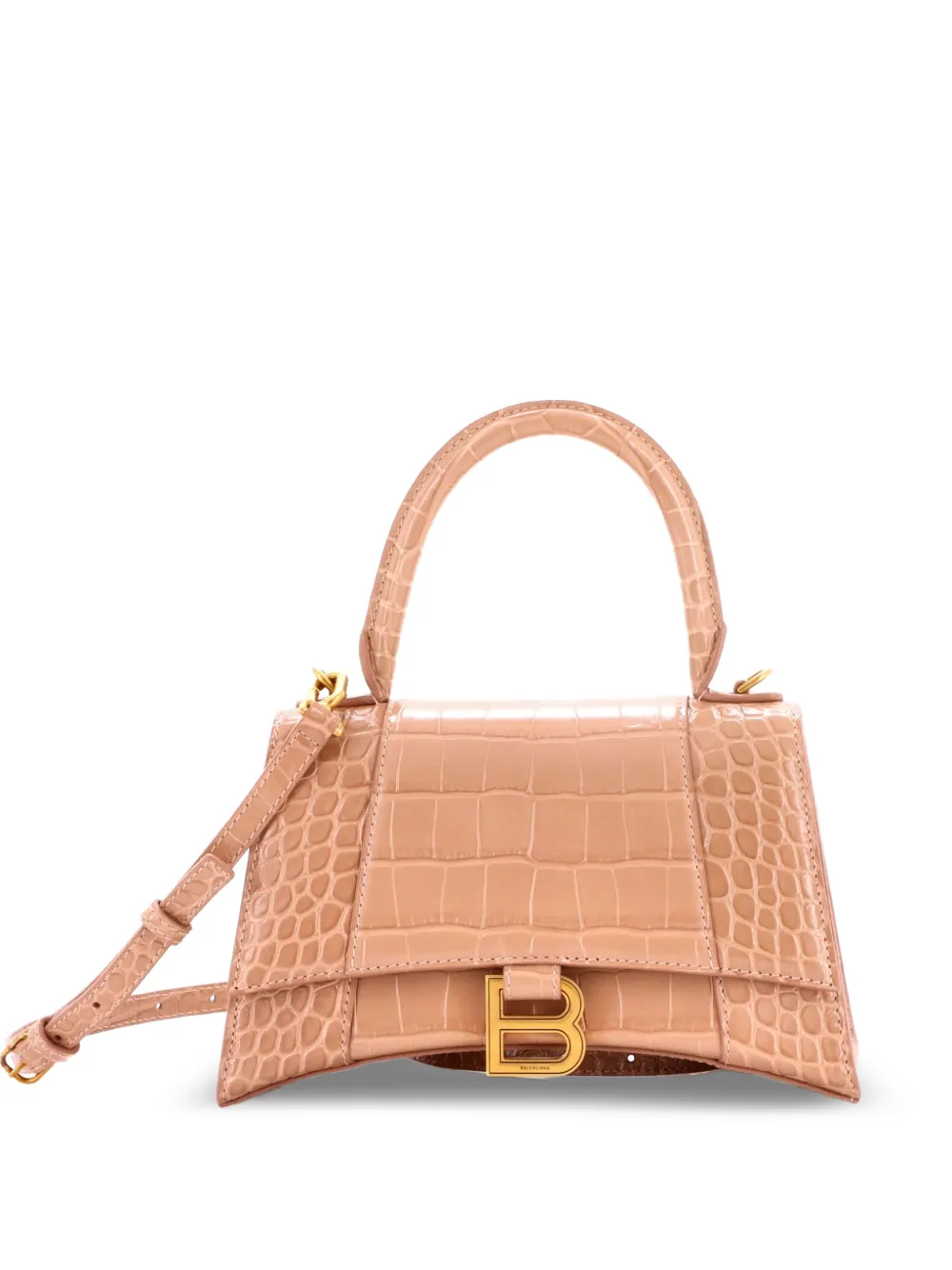 Balenciaga Pre-Owned Hourglass Top Handle Bag Crocodile Embossed Leather Small crossbody bag - Toni neutri