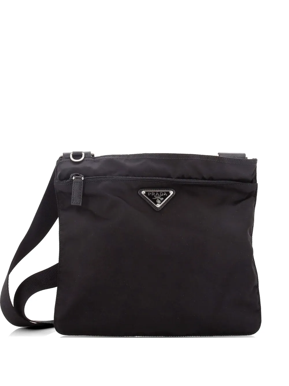 Prada Pre-Owned Flat Messenger Bag Tessuto Small crossbody bag - Nero