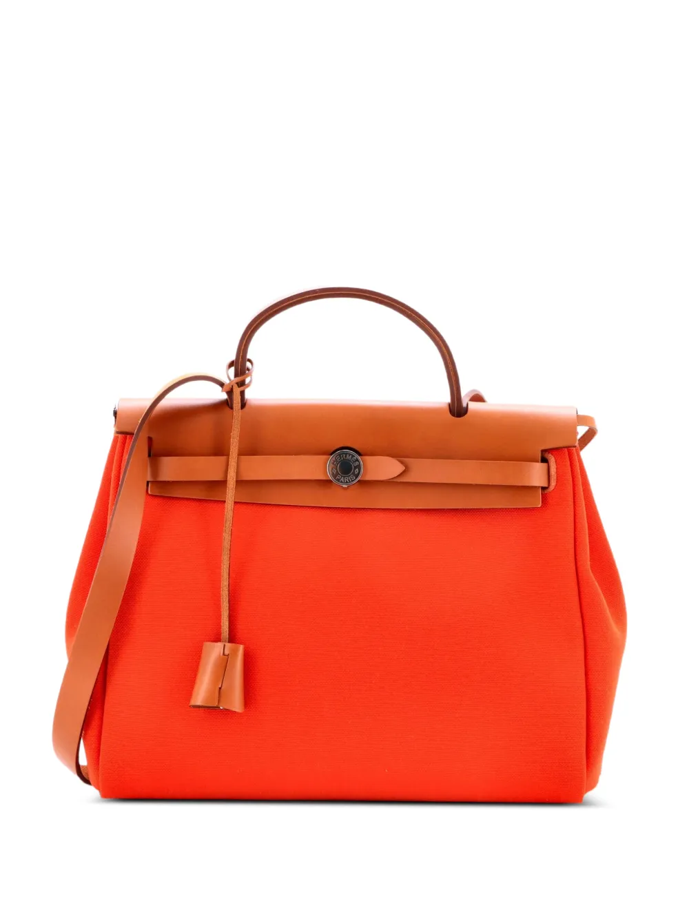 Hermès Pre-Owned Herbag Zip Leather and Toile 31 shoulder bag - Arancione