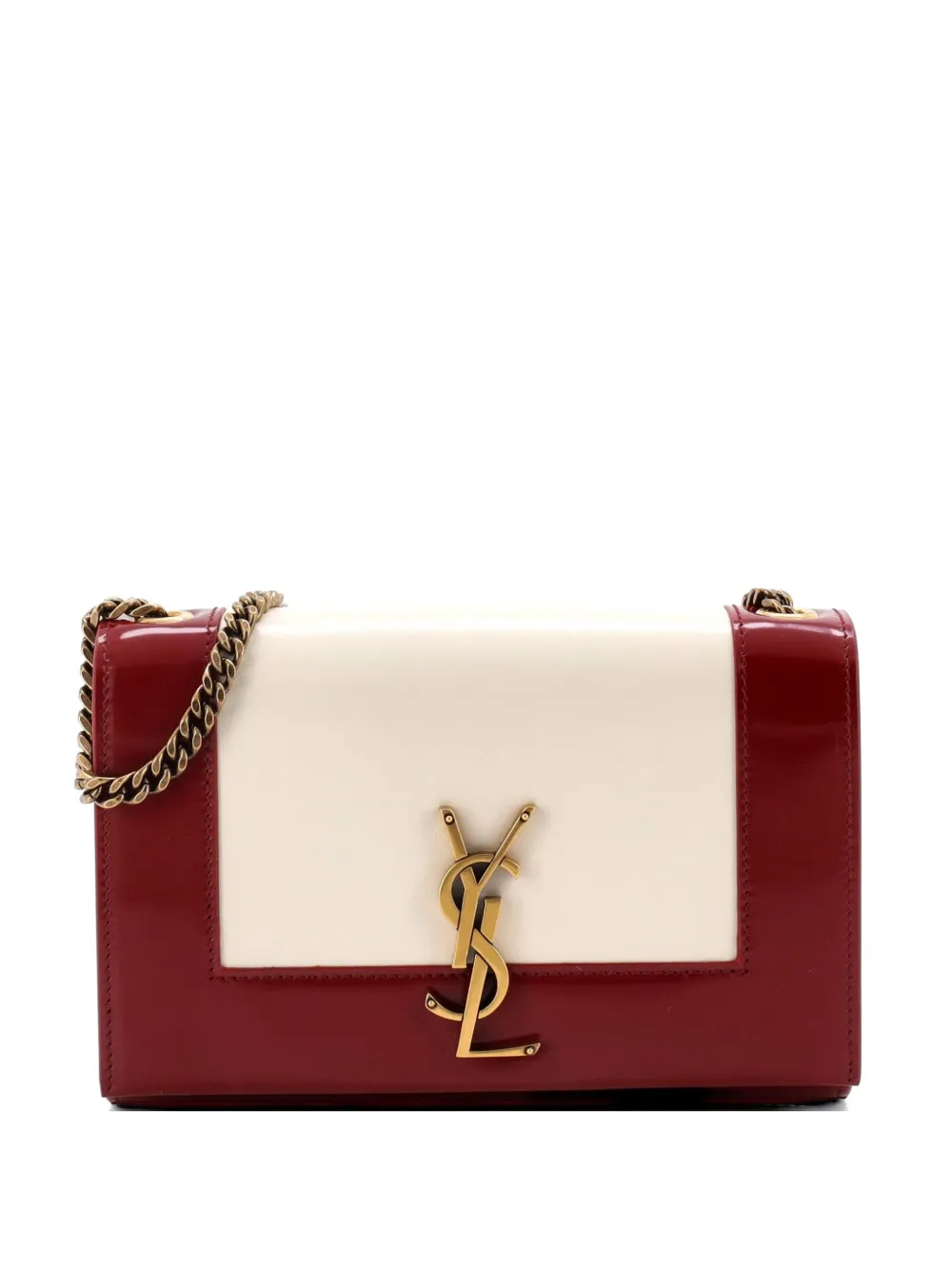 Saint Laurent Pre-Owned Classic Monogram Crossbody Bag Leather and Patent Small shoulder bag - Toni neutri