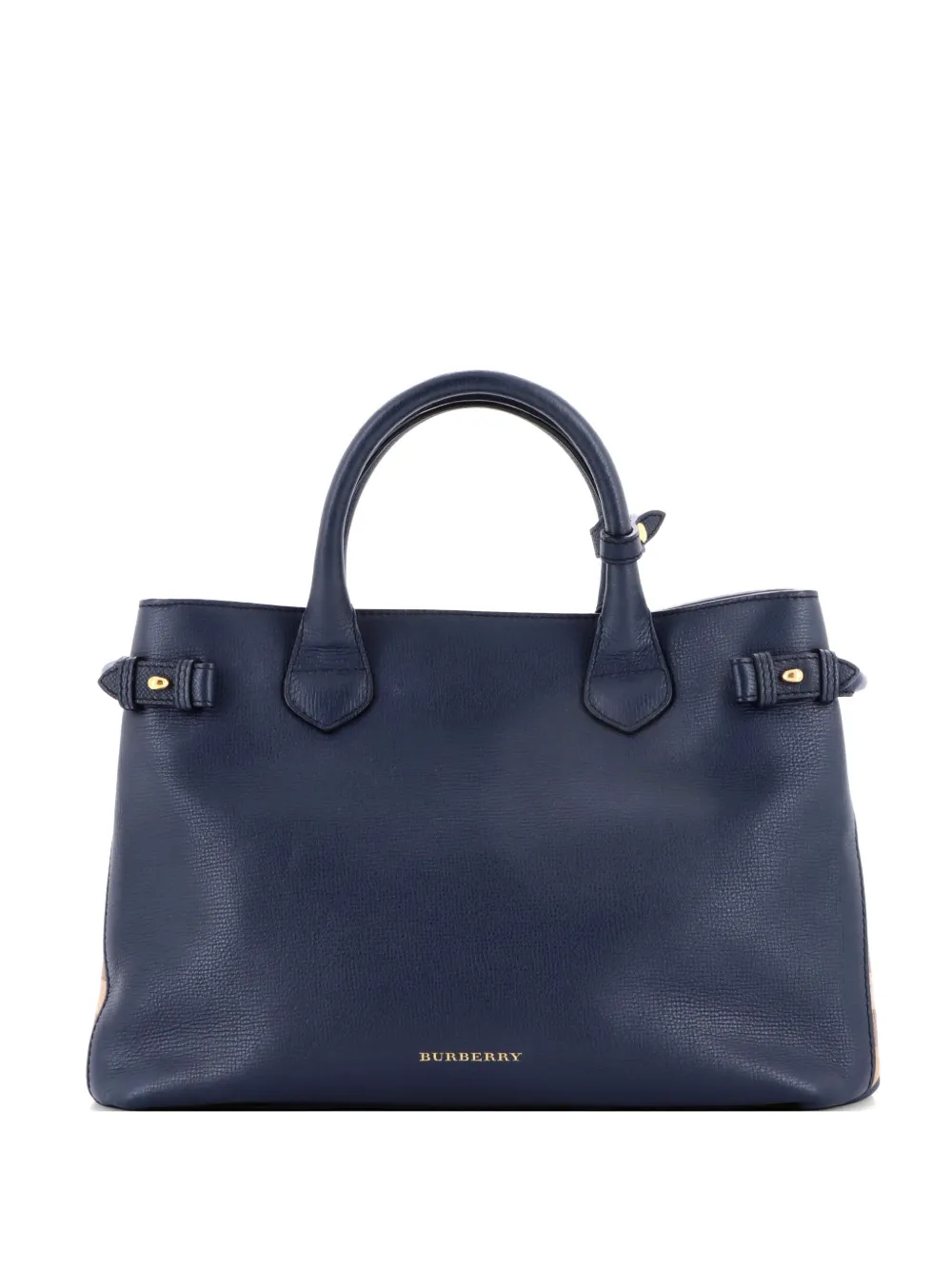 Burberry Pre-Owned Banner Tote Leather and House Check Canvas Medium satchel - Blu