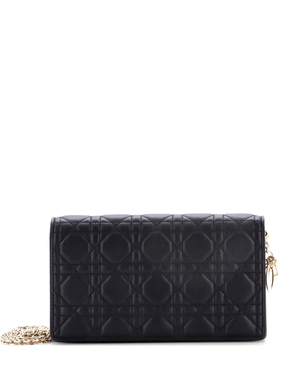 Christian Dior Pre-Owned Lady Dior Chain Pouch Cannage Quilt Lambskin clutch bag - Nero