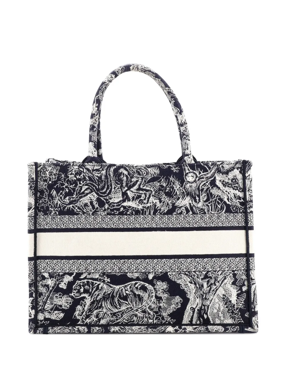 Christian Dior Pre-Owned Book Embroidered Canvas Medium Tote Bag