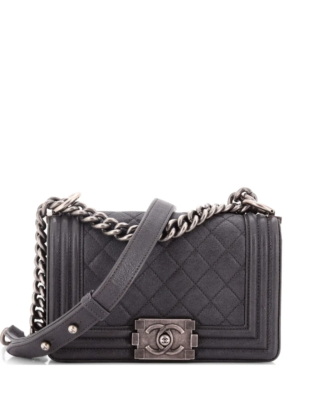 CHANEL Pre-Owned Boy Flap Bag Quilted Caviar Small crossbody bag - Grigio