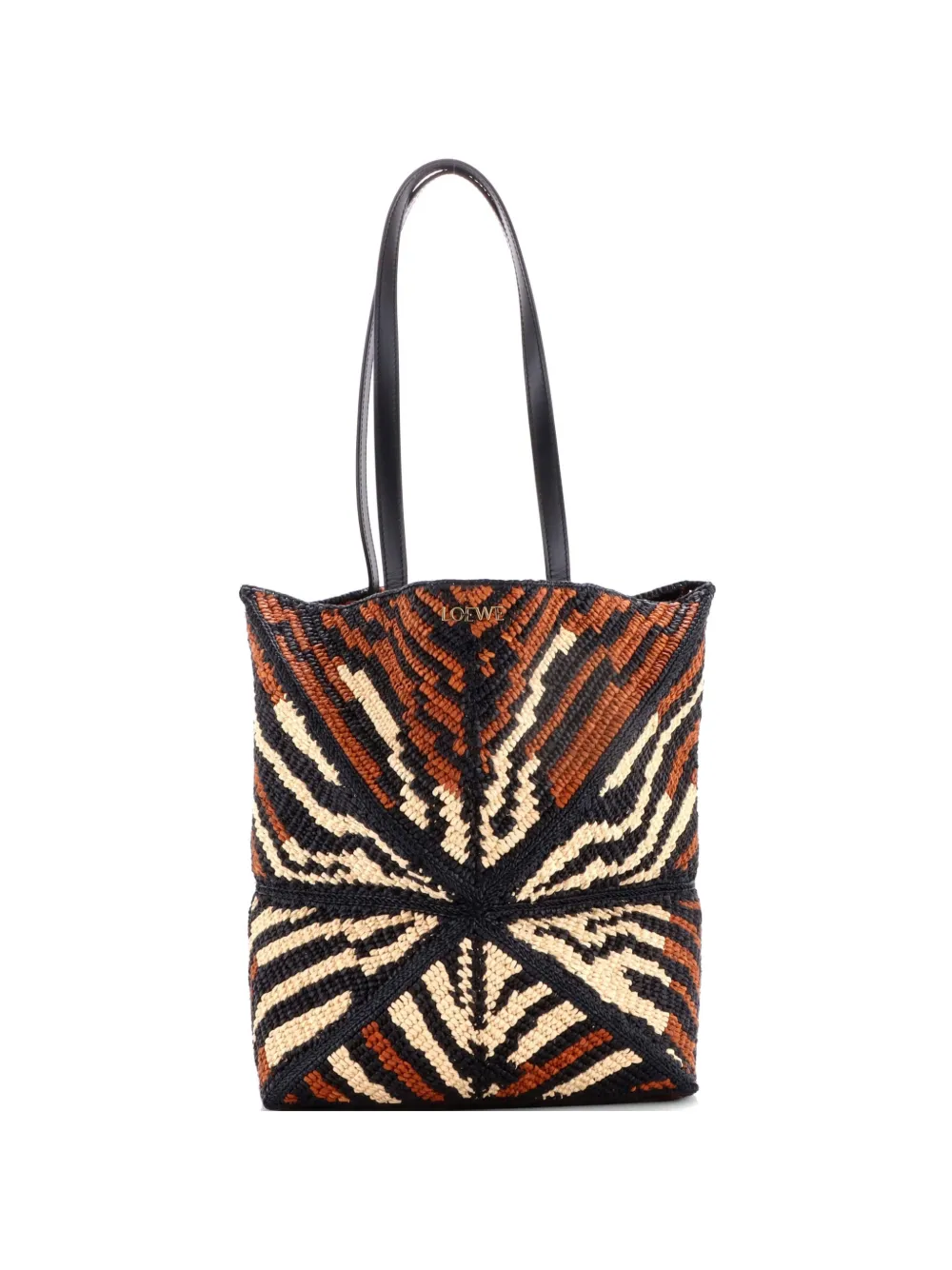 Loewe Pre-Owned Puzzle Fold Raffia Medium tote bag - Nero