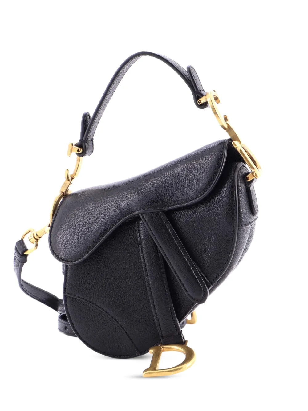 Christian Dior Pre-Owned Saddle Handbag with Strap Leather Micro shoulder bag - Nero