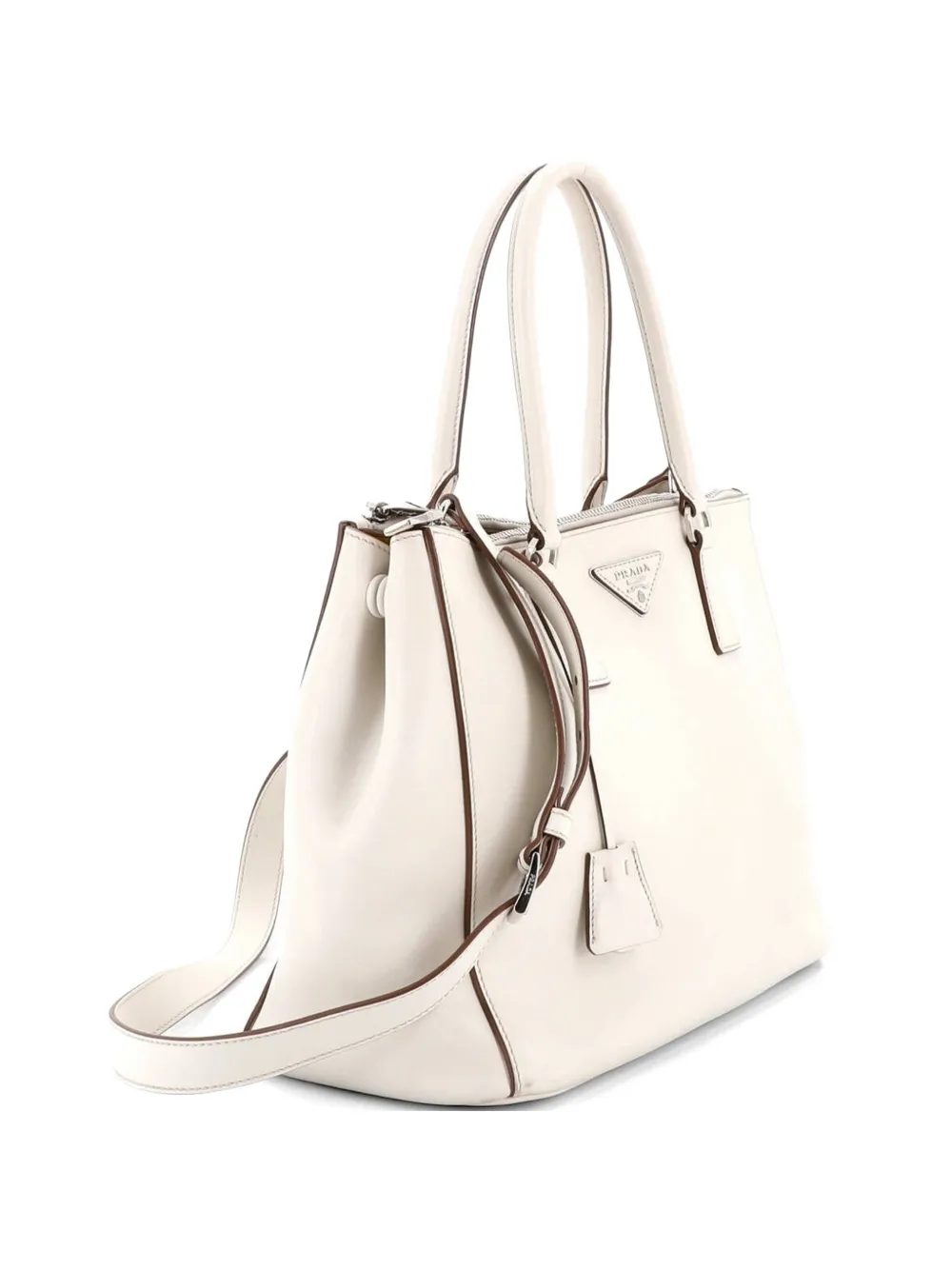 Prada Pre-Owned Galleria Double Zip Tote Leather Medium satchel - Bianco