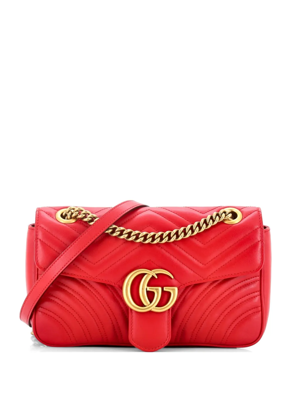 Gucci Pre-Owned GG Marmont Flap Bag Matelasse Leather Small crossbody bag - Rosso
