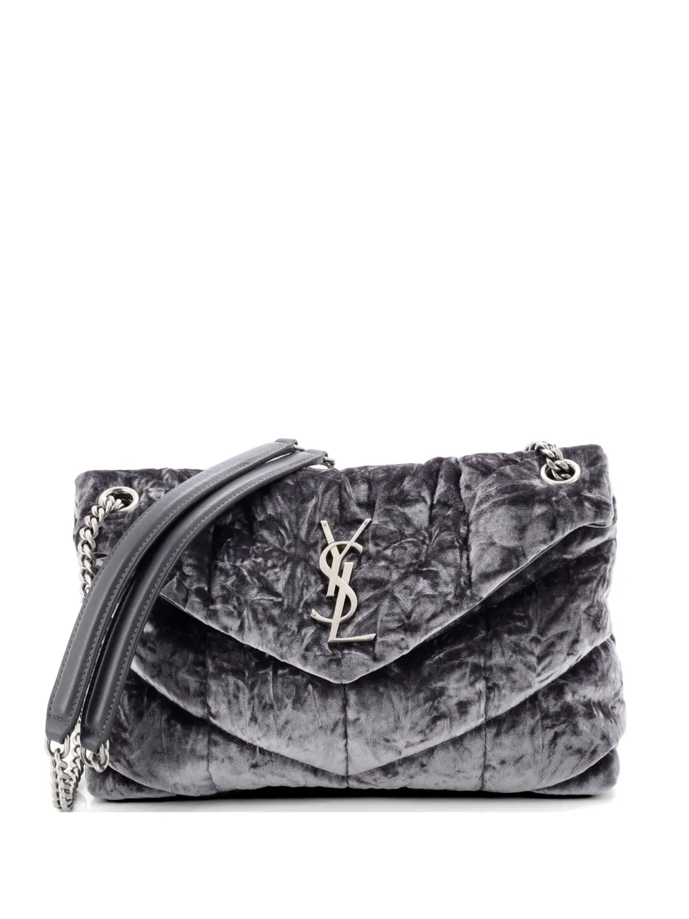 Saint Laurent Pre-Owned Loulou Puffer Quilted Velvet Small shoulder bag - Grigio