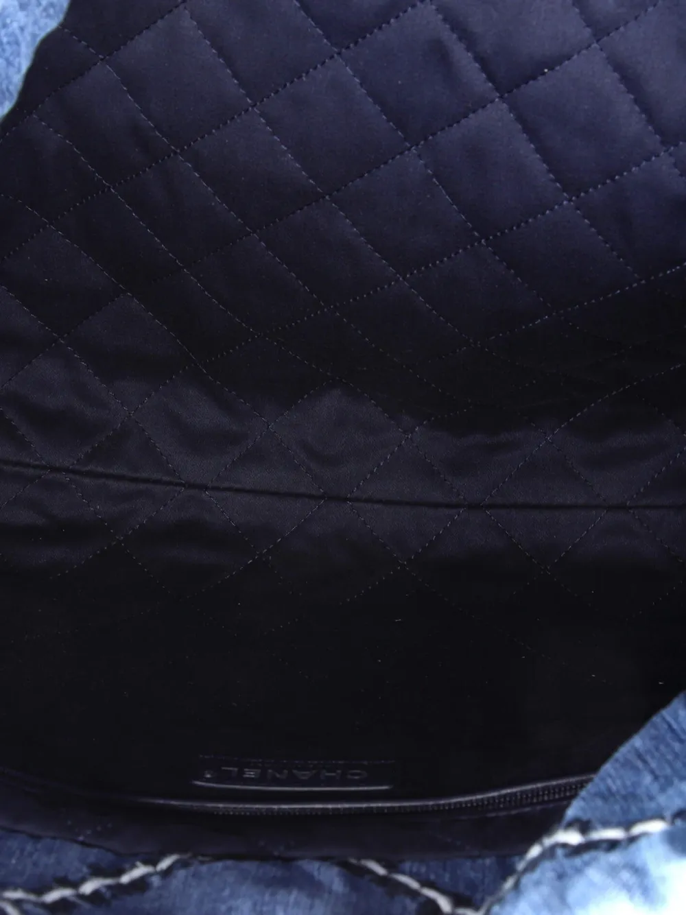 22 Chain Quilted Stitched Denim Small Hobo Bag