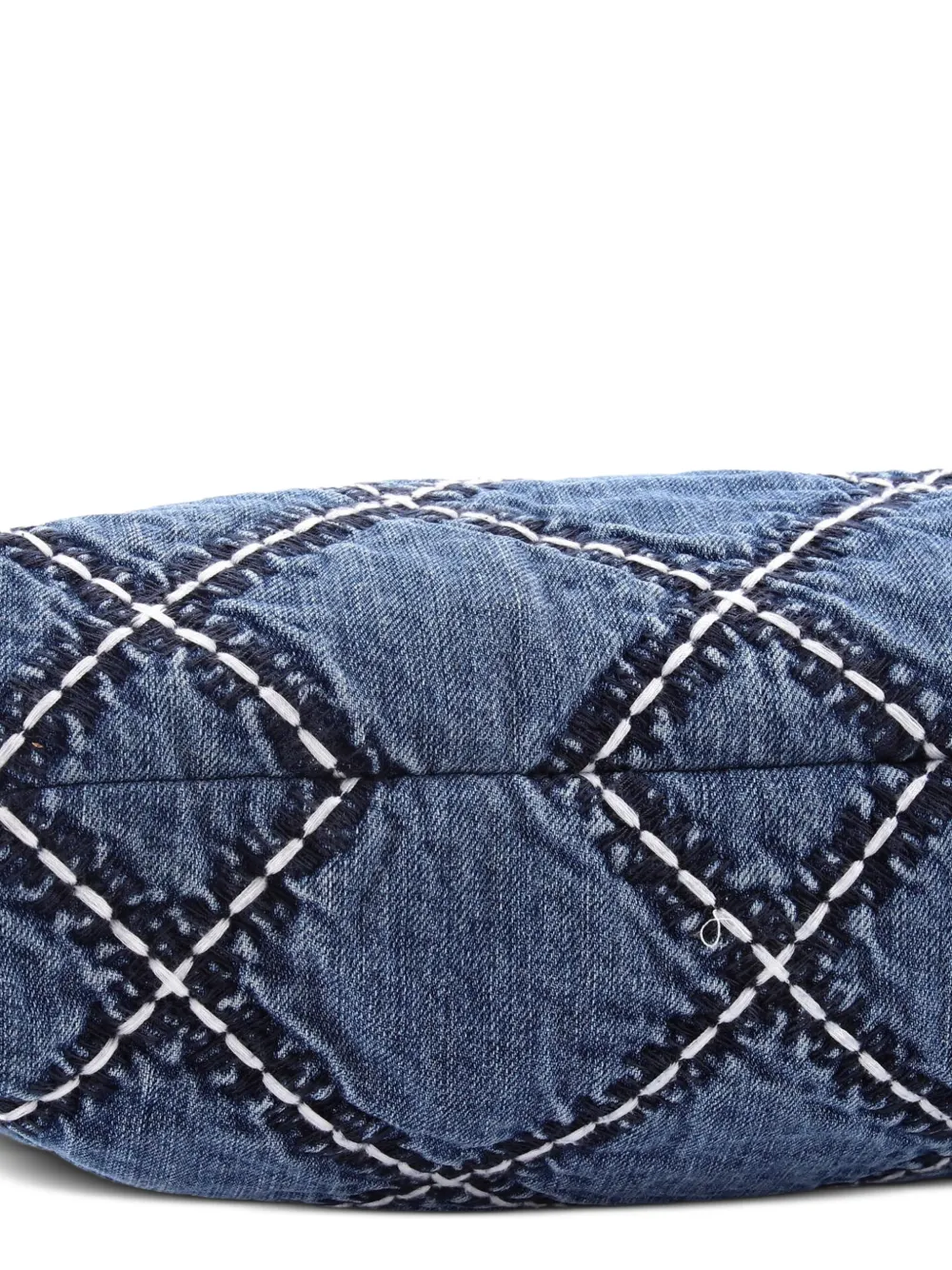 22 Chain Quilted Stitched Denim Small Hobo Bag