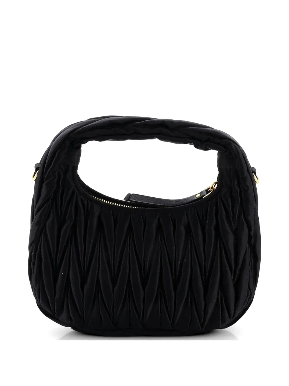  Miu Miu Pre-owned Wander Matelasse Satin Mini Hobo Bag - Black 