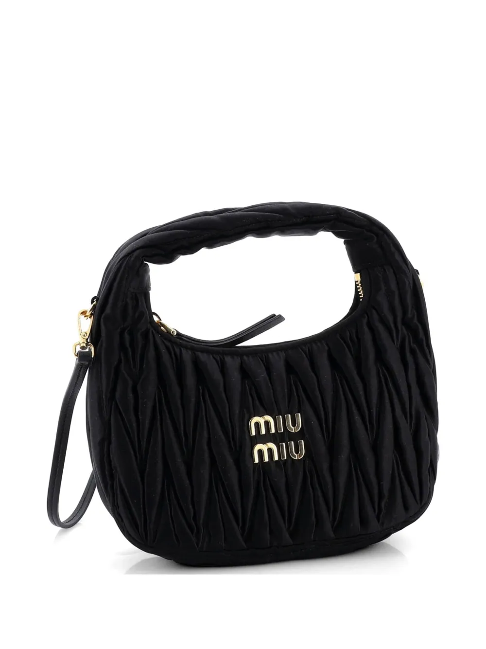  Miu Miu Pre-owned Wander Matelasse Satin Mini Hobo Bag - Black 