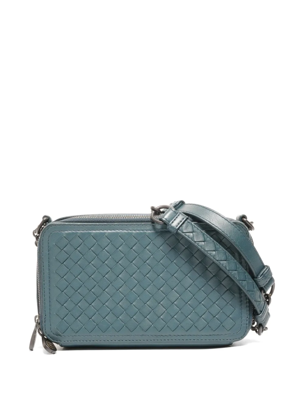 Bottega Veneta Pre-Owned 2016-2025 intrecciato chain cross body bag - Blu