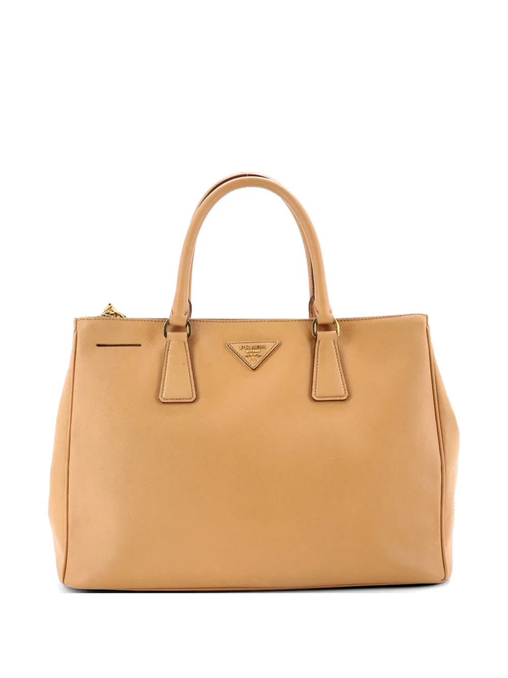 Prada Pre-Owned Double Zip Lux Saffiano Leather Medium tote bag - Marrone