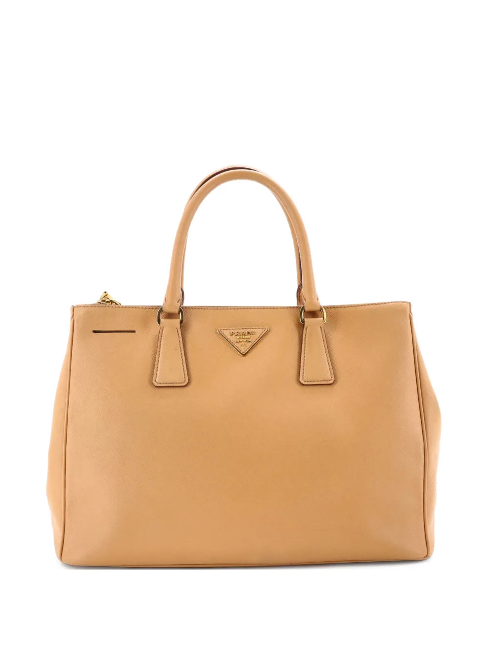 Prada Pre-Owned Double Zip Lux Saffiano Leather Medium tote bag - Marrone