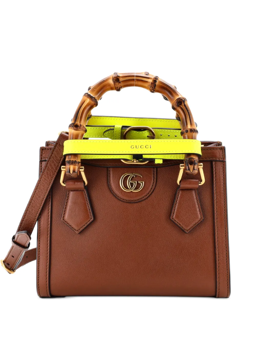 Gucci Pre-Owned Diana NM Bamboo Handle Tote Leather Mini crossbody bag - Marrone